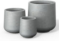 Kante Round Concrete Planter Set of 3-9.4"/13"/16.5" Dia Barrel-Style Garden Pots with Drainage Hole for Flowers and Trees (7.1"/10.2"/13.8" Opening), Gray by Unknown