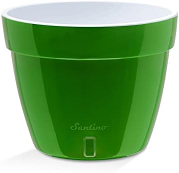 Santino ASTI 9.2 Inch Self Watering Planter Green-Gold/White (Set of 3) for Indoor Plants - Premium Quality Modern Plastic Pot w/Water Level Indicator for All House Plants African Violets and Dahlias - Image 2