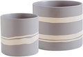 Nihow Modern Ceramic Plant Pot - 5 + 7 Inch Flower Pot for All Indoor Plants - Sturdy Planter Pots with Drainage Hole & Rubber Plugs - Semi-Matte Gray & Nature - Plants Not Included by Nihow