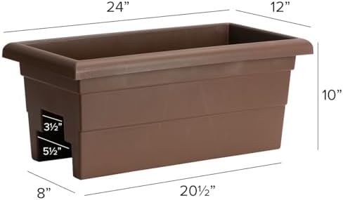 Root & Vessel Countryside Railing Planter Box, 24 Inch, Brown - Image 3