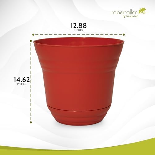 Headwind Traverse Planters – 14" 2 Pack Plastic Plant Pot in Brick Red - Indoor & Outdoor Pots for Plants with Drainage - Decorative Plant Pot, Flower Pots Outdoor for Garden by Robert Allen - Image 2