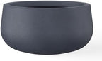 Kante Accent Round Bowl Charcoal Concrete Planter 16" Dia, Outdoor by Unknown