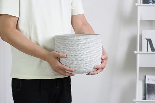 Olly & Rose Barcelona Ceramic Plant Pot Large 10 Inch - Off White Grey Flower Pots - Plant Pots Indoor & Outdoor Planters Extra Large - Image 2