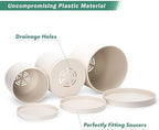 D'vine Dev 3-Pack Plastic Pots & Saucers, 8/10/12 in, Oatmeal, 74-V-H-5 - Image 4