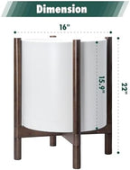 D'vine Dev Plastic Pot with Walnut Wood Stand, White, 16 in, 55-C-X-1 - Image 3