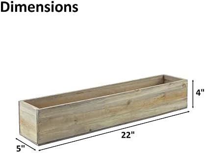 CYS EXCEL Rectangle Wood Planter Box with Removable Plastic Liner (H:4" Open:22"x5") | Multiple Size Choices Wood Rectangular Planter | Indoor Decorative Window Box - Image 2