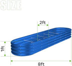 Land Guard 8×2×1ft Galvanized Raised Garden Bed Kit, 108 Gallon Capacity Raised Garden Boxes Outdoor, Oval Metal Raised Garden Beds for Vegetables, Blue(with 10 Connecting rods) - Image 2