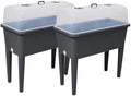 2 PCS Self Watering Raised Garden Bed with Ventilated Transparent Lid, Elevated Planter Box with Removable Legs for Vegetables, Outdoor Plant Pot for Patio Balcony(Grey 2pcs) by Unknown