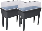 2 PCS Self Watering Raised Garden Bed with Ventilated Transparent Lid, Elevated Planter Box with Removable Legs for Vegetables, Outdoor Plant Pot for Patio Balcony(Grey 2pcs) by Unknown