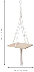 Housoutil Hand-Woven Hanging Flower Pot Holder Macrame Shelf Cotton Rope with Wooden Ring Decorative Woven Planter for Indoor Outdoor Balcony Gardening - Image 2