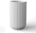 Kante 17.7" Tall Fluted Concrete Planter, White Round Column Pot by Unknown