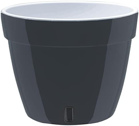 DECOPOTS - 3 Pack - Self Watering Planter - Modern Flower Pot with Water Level Indicator - 6.3" Tall - for All House Plants, Flowers, Herbs (Diameter 7.9", Graphite - White) - Image 2