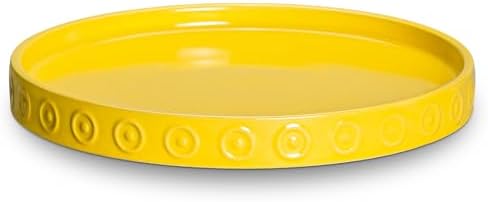 Eightpot Plant Drip Trays, 11.4 Inch Plant Saucers for Indoors, Ceramic Plant Saucers for Outdoors, Round Plants Plates to Catch Water, Boho Decorative Plants Dishes to Catch Water, Yellow by Eightpot