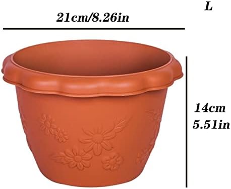 Front Porch Planters 3-Piece Flower Pot Thickened Resin Embossed Flower Pot Set Household Plant Pot Planter Suitable for Succulent Orchids Planter Boxes Outdoor (Color : Red, Size : Large) - Image 2