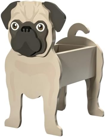 Animal PVC Flower Pot, Pug Shaped Succulent Planter Flower Holder for Garden Patio Balcony Window Sill, for Birthday Pet Lovers, 36x22cm(14x9in) by Unknown