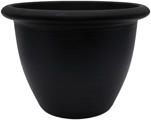 The HC Companies Sevilla Flower Planters - Durable Outdoor & Indoor Planter - Round Lightweight Self Watering Plant Pots for Herbs & More (16" Black, Pack of 1) by TheHCCompanies