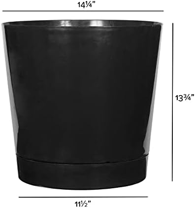 Novelty Root & Vessel Majestic Full Depth Round Cylinder Pot, Glossy Black, 14-Inch (10148) - Image 2
