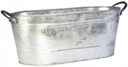 16" Oval Washtub Planter, Aged Galvanized Finish - Image 3