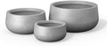 Kante Set of 3 Pale Gray Concrete Bowl Round Planters for Modern Home by Unknown