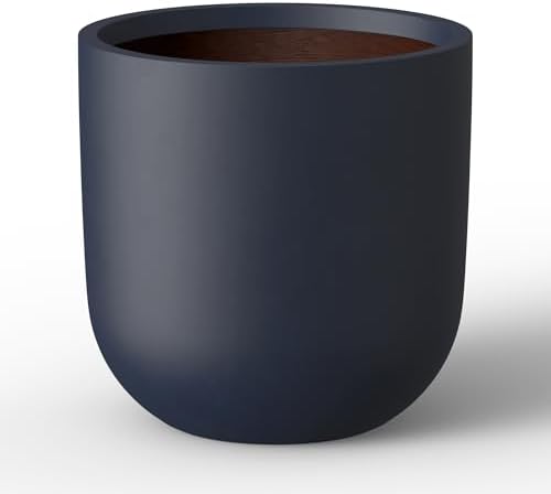 Kante Large Round Capsule Charcoal Concrete Planter 16.5" Dia, Outdoor by Unknown