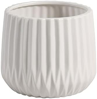 Indoor Plant Pots Black/White Ceramic Plant Pot Modern Minimalist Style Plant Pot Durable Flower Container Small Plant Flower Container Planters for Outdoor Plants(White,Small) by Unknown