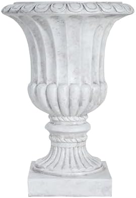 Christopher Knight Home Stella Outdoor Urn Planter with Drainage Hole, Mid-Century Modern Garden Urn, Large Garden Pot, Floral Relief Design, Sturdy MGO Outdoor Planter, Flower Urn, Antique White - Image 4