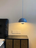 Nordic Retro Flower Bud Pendant lamp, 78.7″ Adjustable Cord Metal Hanging Lights Fixture for Kitchen, Bar Dining Room Living Room W9.1″ X H 6.3″ Chandelier Over Table (Swim Blue) Small Hardwired - Image 2
