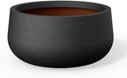 Kante Black Concrete Planter 16" Dia All-Weather Round Accent Pot by Unknown