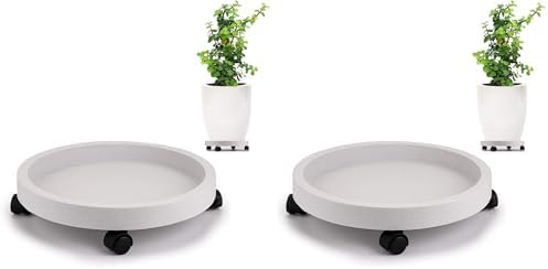 Skelang Plant Caddy 13 Inches, Wheeled Planter Pallet, Plant Stand Dolly for Heavy Planter, Deck Potted Plant, Garden Planter, Load Capacity 120Lbs (Pack of 2) by Skelang