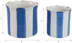 Decorative Striped Scallop Edge Planters Accent - Cute Flower Pots Ideal for Indoor or Outdoor Plant - Whimsical Garden, Home Decor, and Living Room Pots for Plants - Set of 2, 7", 6", Blue & White - Image 4