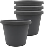 The HC Companies Prima Round Planter Pot, 8 Inch, Warm Gray, 4-Pack by TheHCCompanies