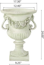 17.3" W x 24" H White Magnesium Oxide Planter Pot - Ideal for Backyard, Patio, Garden Decor - Image 2