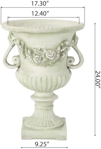 17.3" W x 24" H White Magnesium Oxide Planter Pot - Ideal for Backyard, Patio, Garden Decor - Image 2