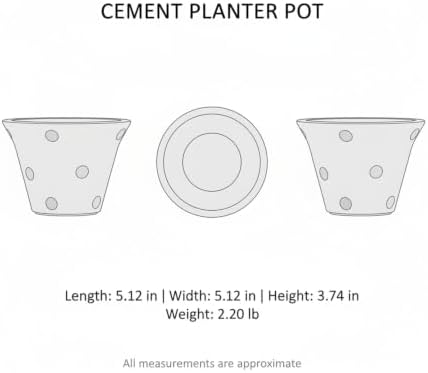Modern Geometric Cement Planter Pot for Succulents, Heavy Matte Black Desktop Flower Pot for Cacti, Stable Indoor Shelf Decor, 5.1 Inch - Image 7