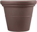 The HC Companies 30 Inch Terrazzo Large Round Planter - Rolled Rim Weather Resistant Decorative Plastic Plant Pot with Drainage for Indoor Outdoor Use, Chocolate by TheHCCompanies