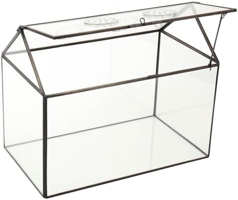 NCYP Glass Terrarium with Lid and Air Holes for Snails - 10.2" x 5.9" x 8.2" House Shape Geometric Clear Terrarium, Indoor Tabletop Decor Black (Plants Not Included) - Image 4
