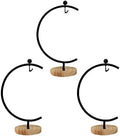 Ornament Display Stand Iron Hanging Pot Hook Stand Rack Holder for Hanging Glass Globe Terrarium Witch Ball Home Wedding Decoration Creative Gift Wood Base (Big G-Shaped Wood Base 3 Pack, Black) by YYYEARCHY