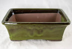 Yubonzai Rectangular Moss Green Glazed Bonsai Pot, Cactus & Succulent Planter with Mesh - 10"x 8"x 3.25" (Pot + MESH +Tray) - Image 2