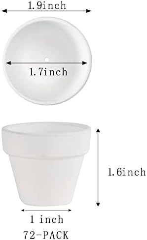 2 Inch White Terracotta Pots Pack of 72 - Mini Clay Pot with Drainage Hole for Tiny Cactus Herb lithop, Small Succulent Planter Nursery Plant Pot for Windowsill, Cactus Plant, Crafts, Wedding Favors - Image 2