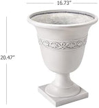 Merax 20.47" H Classic Outdoor Planter with Drainage, Antique White - Image 2