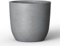 Kante Small Round Curved Pale Gray Concrete Planter 13.3" Dia, Outdoor by Unknown