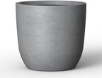 Kante Small Round Curved Pale Gray Concrete Planter 13.3" Dia, Outdoor by Unknown