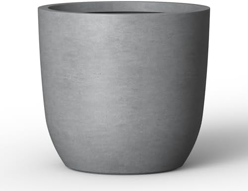 Kante Small Round Curved Pale Gray Concrete Planter 13.3" Dia, Outdoor by Unknown