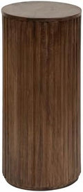 Kate and Laurel Reid Modern Wooden Ribbed Drink Table; 10 x 10 x 22; Walnut Brown; Solid Wood Mini Table for Use as Pedestal Plant Stand Indoors or Small Nightstand Option by KateandLaurel