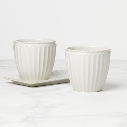 Lenox 896914 French Perle Scallop 3-Piece Herb Pots & Tray Set - Image 3