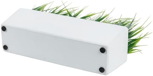 MyGift 14 Inch Artificial Green Grass Plant White Concrete Planter - Image 7