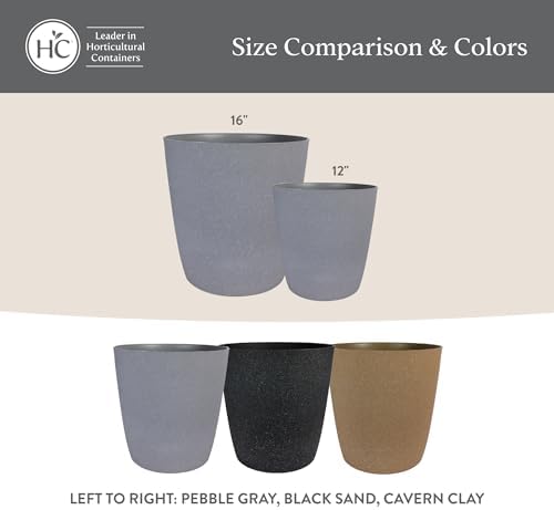 The HC Companies Santa Fe Round Self-Watering Pot - Lightweight Plastic Planter for Herbs & More - Durable Plant Pots for Indoor Plants & Outdoor Plants (16" Black Sand, Pack of 2) - Image 7