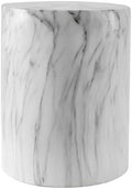 JONATHAN Y Troy Faux Marble Cylinder Accent End Table 17", Black/White by JONATHANY