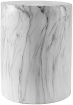 JONATHAN Y Troy Faux Marble Cylinder Accent End Table 17", Black/White by JONATHANY