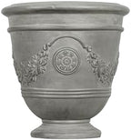 Merax 18.11" H Classical Garland-Carved Pedestal Urn Planter Weather-Resistant MGO Outdoor Flower Pot for Garden Patio and Front Porch Entrance,Gray - Image 3
